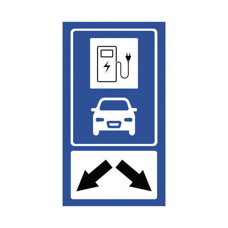 Pictogram/ bord Dibond | Parkeerplaats opladen - met pijlen | 2 formaten