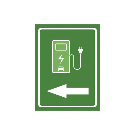 Pictogram/ bord | Laadpaal - met pijl links | Kunststof | Groen | 2 formaten
