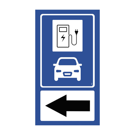 Pictogram/ bord Dibond | Parkeerplaats opladen - met pijl links | 2 formaten